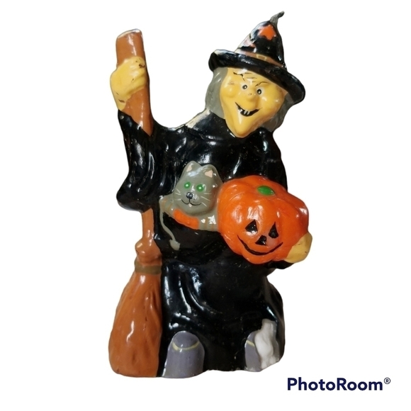 Set of Vintage Halloween Witch Pumpkin Cat Candles - Picture 2 of 10